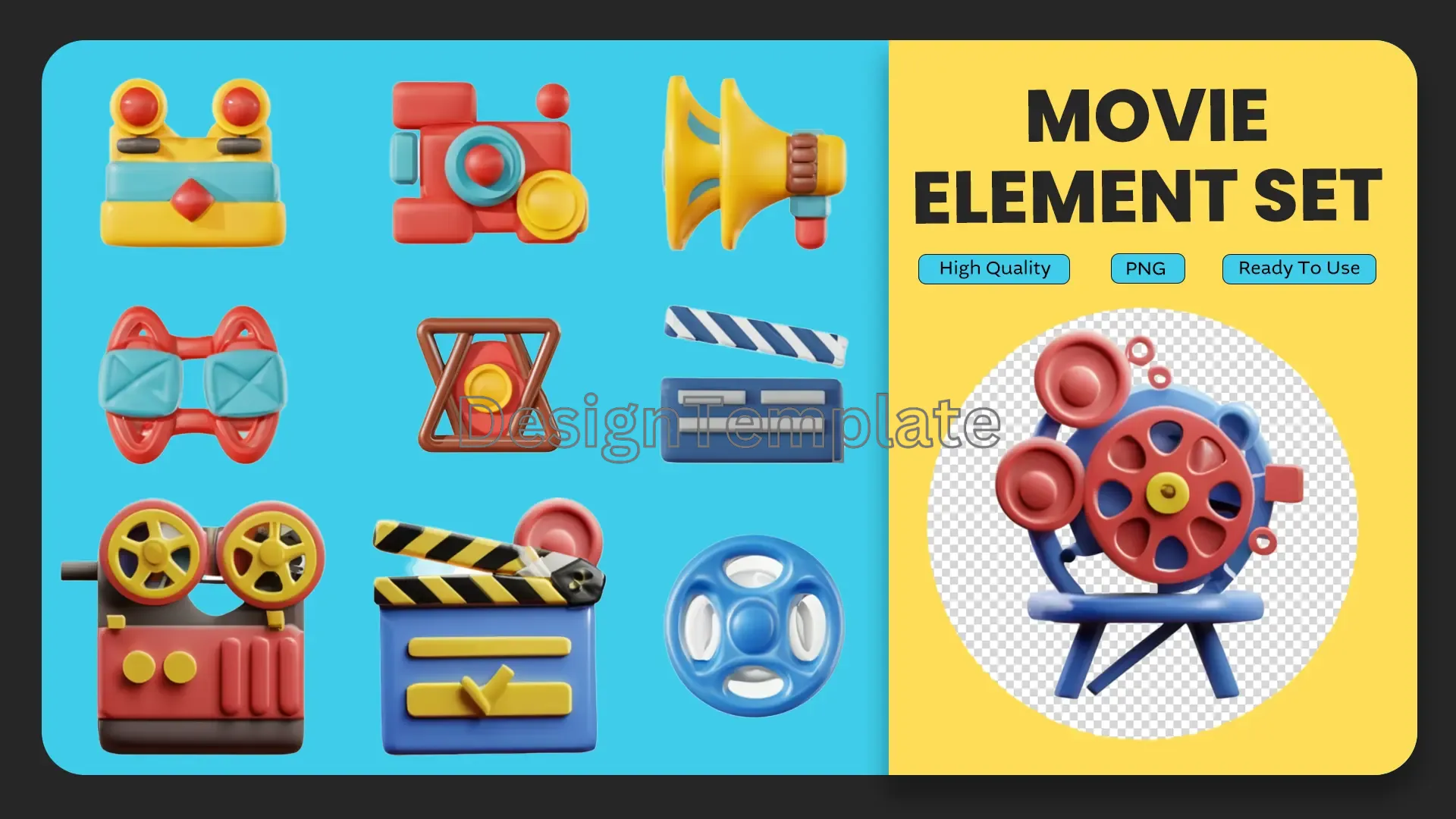 Film Industry Icons 3D Elements Pack